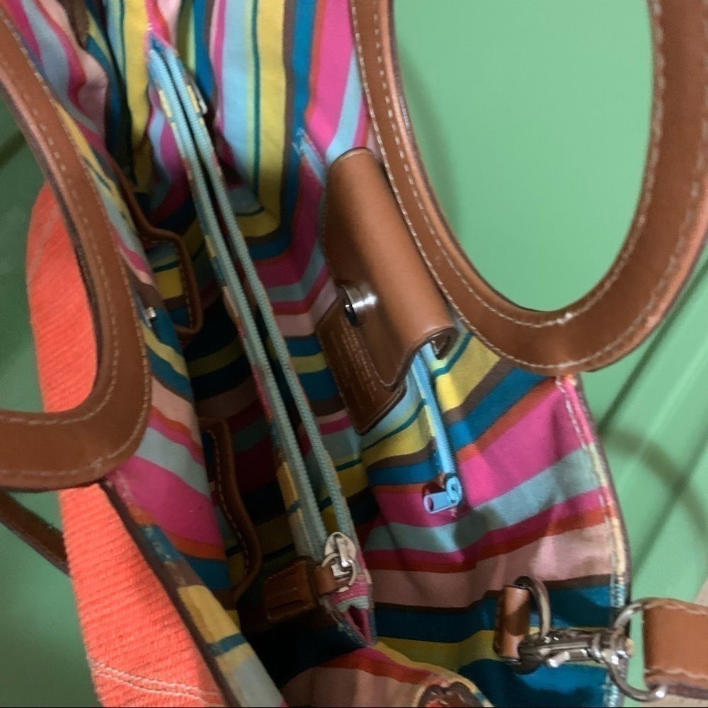 Fossil 1934 Orange Handbag Woven Straw Vegan Leather Satchel Crossbody Strap - Picture 3 of 6